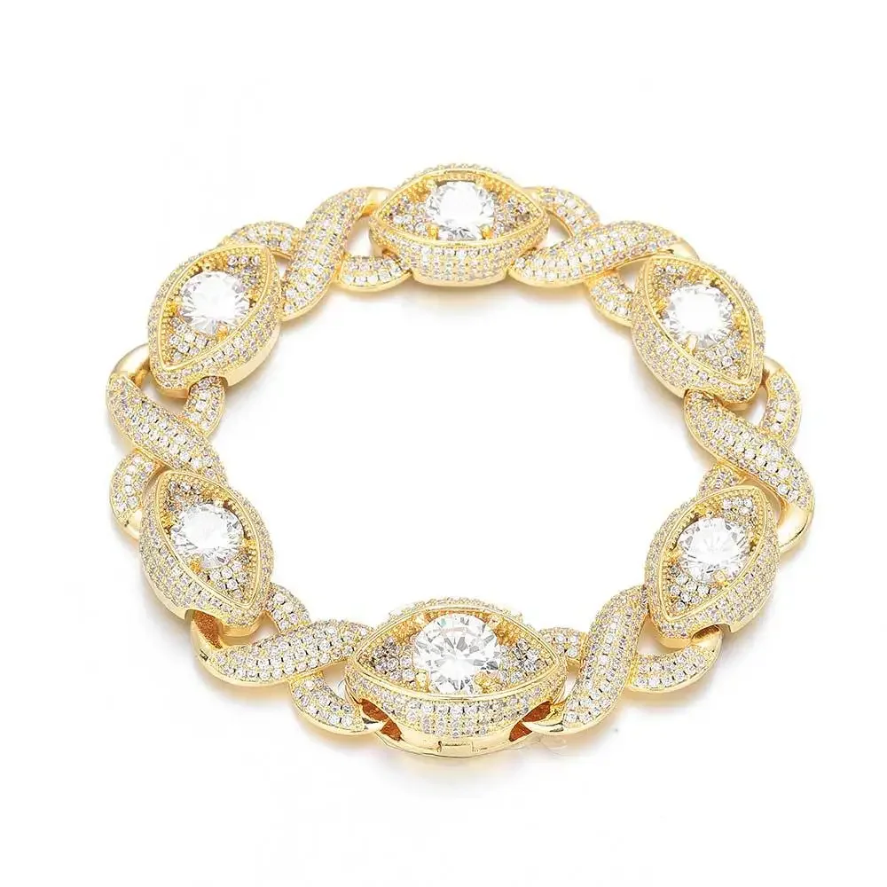 Cz Tennis Bracelet Hip Hop Zircon 15mm Infinite Eyes 8 Characters Cuban Men's Hot Sale Accessories