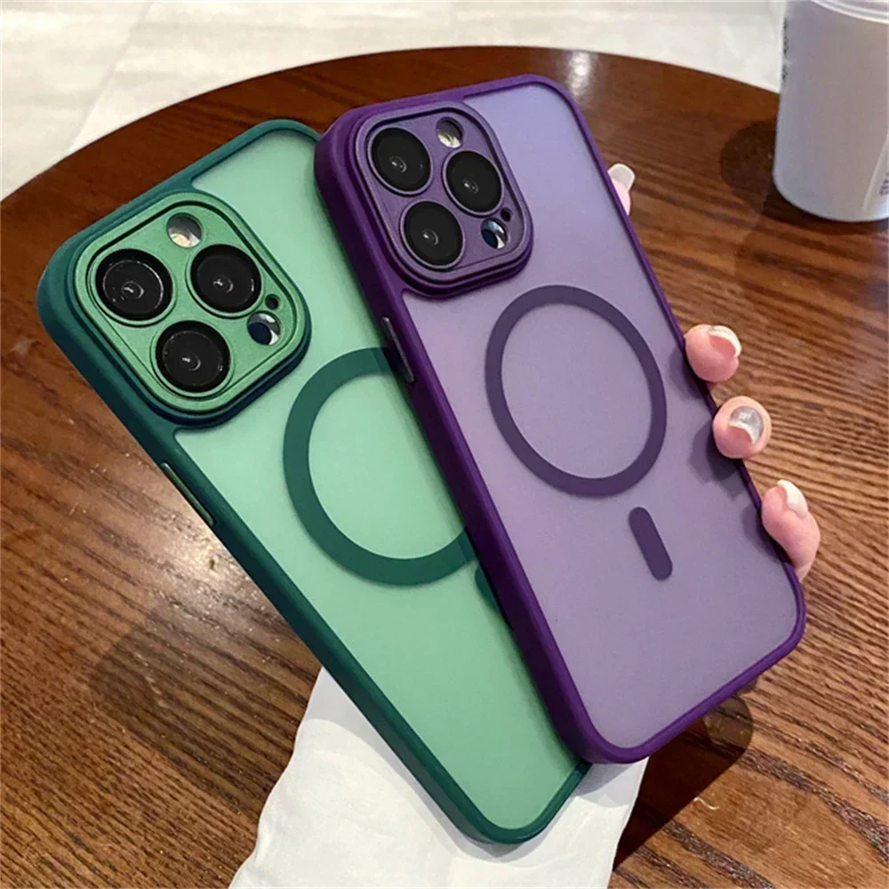 

Luxury Magnetic Wireless Charging Candy Color Magsafe Matte Clear Silicone Soft Case For iPhone 15 14 Pro Max 13 12 11 Cover