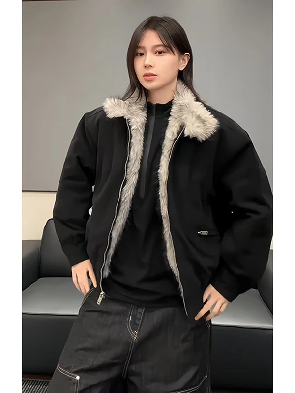 

Мужское шерстяное хлопковое пальто Thiened Jaet с имитацией вочьего меха Harlington Jae, зимняя молодежная повседневная одежда High Sensation