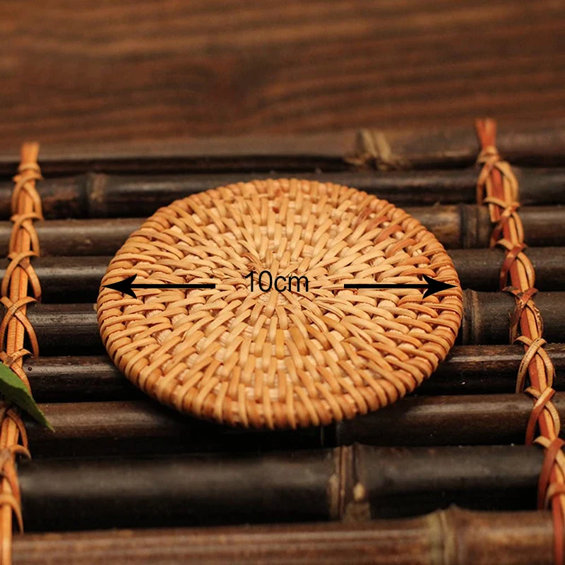 6Pcs Coaster Natural Material Fashion Saucer Set Rattan Coaster Insulation Pad Fashion Superposition Storage Traditional Crafts