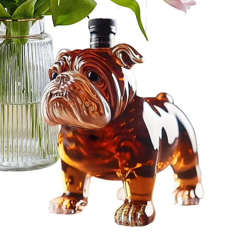 

Bulldog Shaped Decanter Whiskey Bottle Funny Glass Collectible Novelty Home Tasting Beer Bottle Wedding Collector Gift For Men