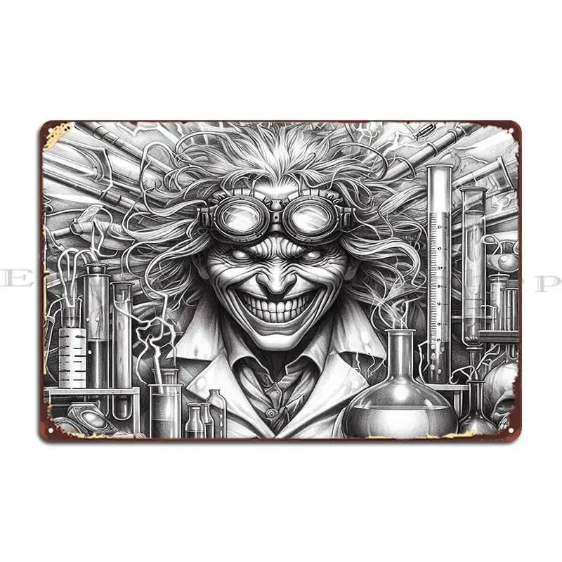 Mad Scientist Metal Sign Plaques Club Garage Retro Customize Bar Tin Sign Poster