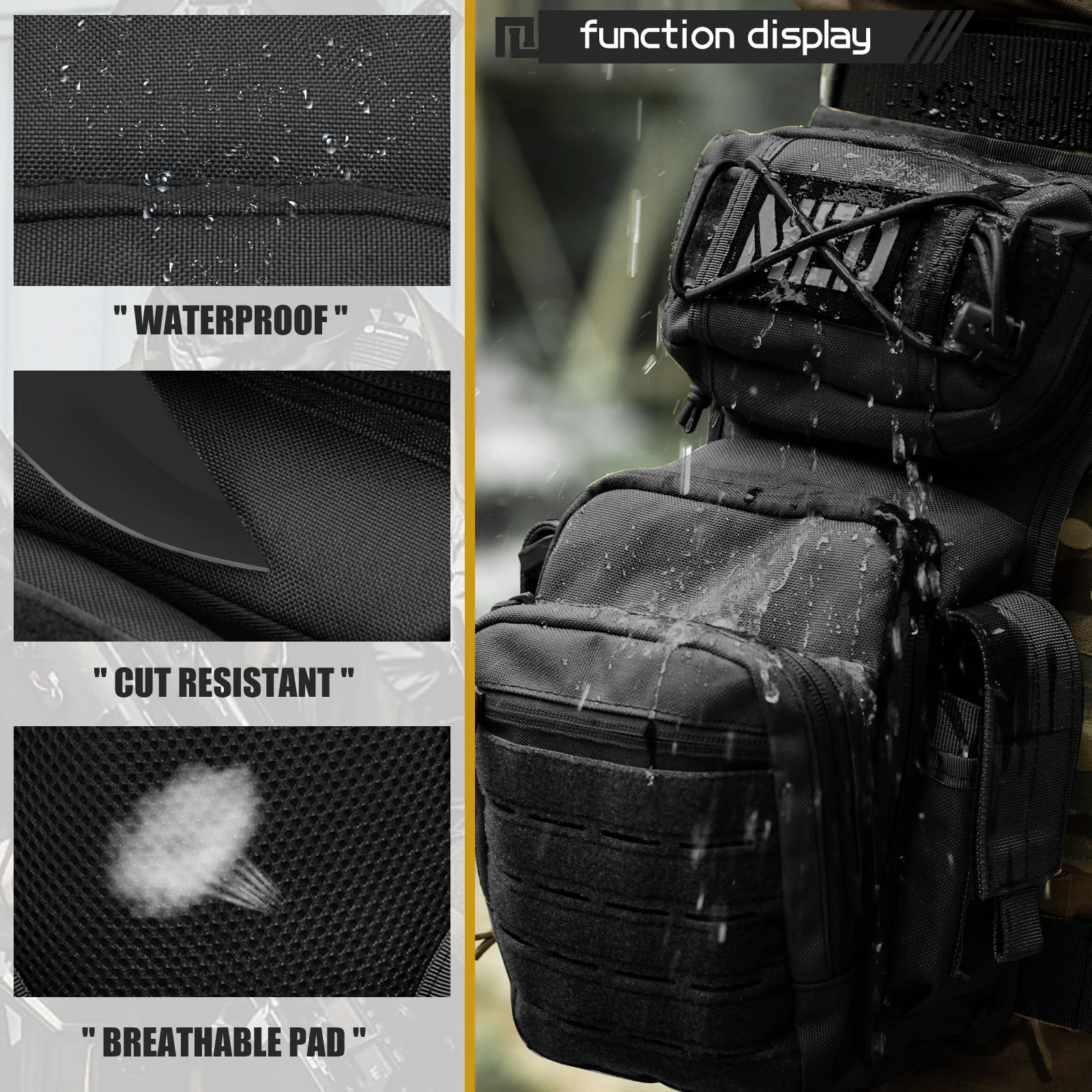 Highly Durable 1000D Nylon Laser Cut Waist Pack for Outdoor Sports Like Cycling and Motorcycling 힙색 Waist Bag Men Belt Bags Sac