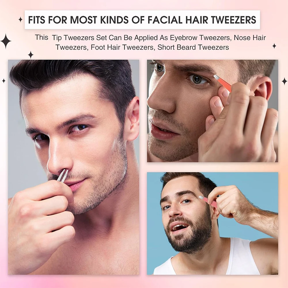 2er-Pack Pinzetten für Augenbrauen und Gesichtshaare, Professionelles Präzisions-Augenbrauen-Pinzetten-Set aus Edelstahl – Detail 4