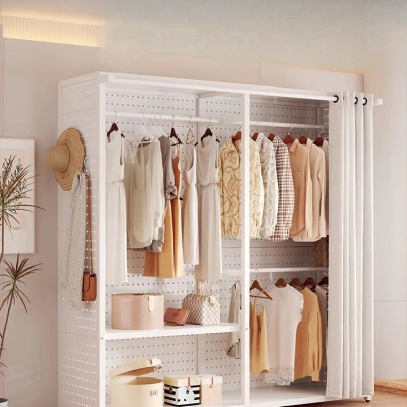 

Metal durable hole plate coat rack floor-to-ceiling home wardrobe home bedroom simple wardrobe open