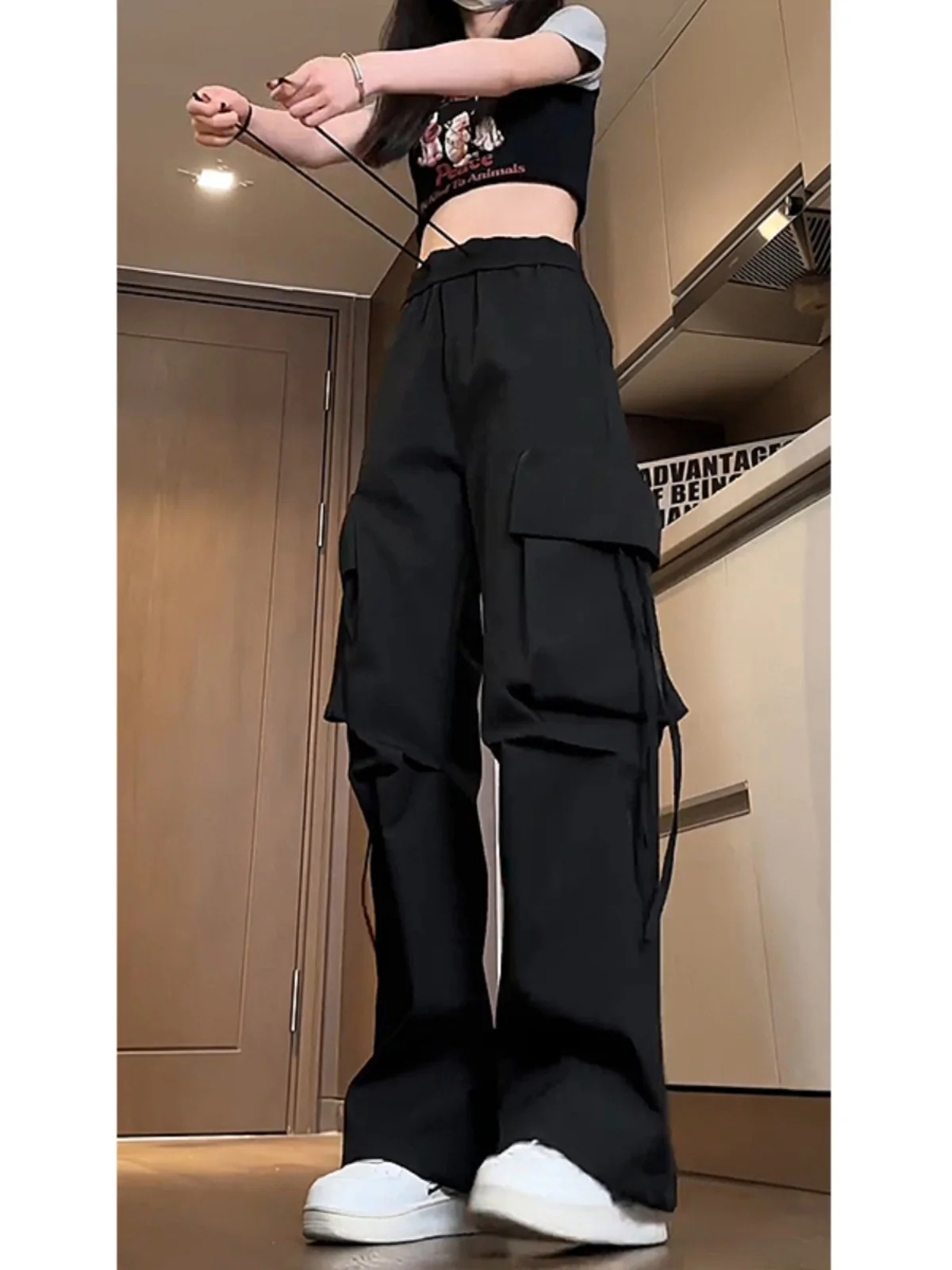 

High Waist Cargo Pants Men's Summer High Street Sle Straight Leg Workwear Trousers Multiple kets Faionable Youth Casual