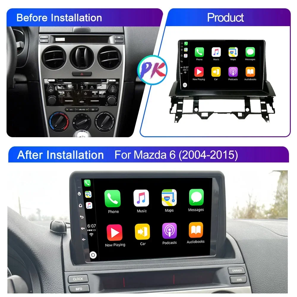 Ndroid 13 para Mazda 6, reproductor Multimedia con navegación GPS, vídeo, autorradio, estéreo, Monitor de Carplay, Radio, pantalla de TV, 2002 - 2008