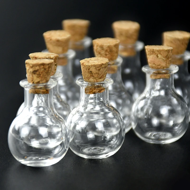 10pc Glass Bottles Miniature Potion Bottle Mini Cork Glass Vials DIY Mini Wishing Drifting Bottle Wedding Party Decor Glass Jars