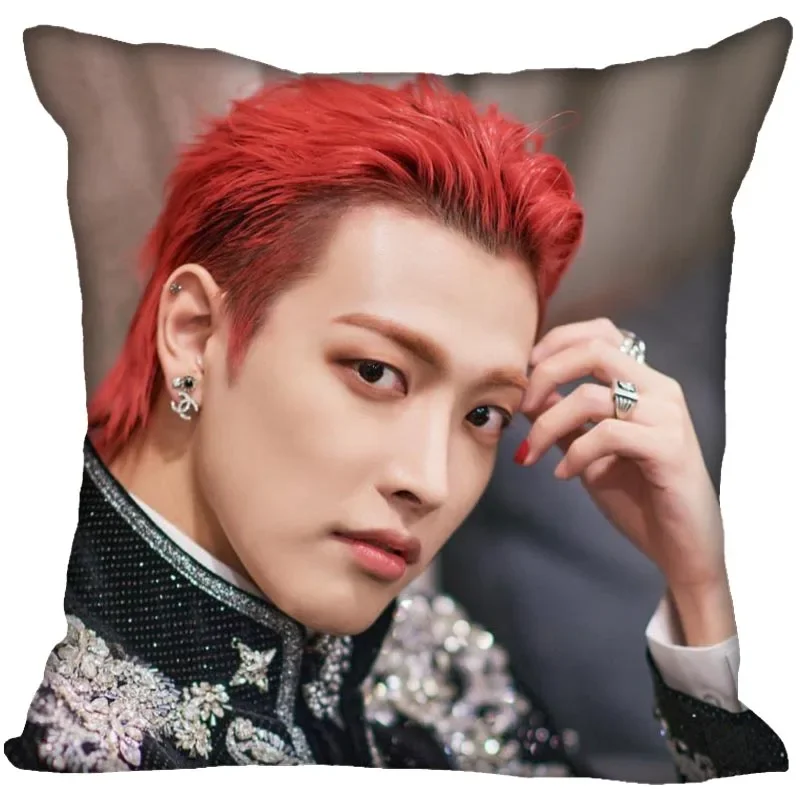 ATEEZ Pillowcase Bedroom Home Decorative Gift Pillow Cover Square Zipper Pillow Cases Satin Soft Fabric 0209