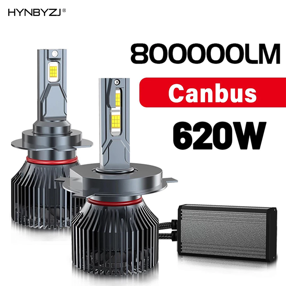 Ampoule LED Canbus pour sauna de voiture, lampe turbo, 620W, H7, 800000LM, H1, H4, H8, H11, 9005, HB3, 9006, HB4, 9004, 9007, 9008, 6000K, 2 pièces