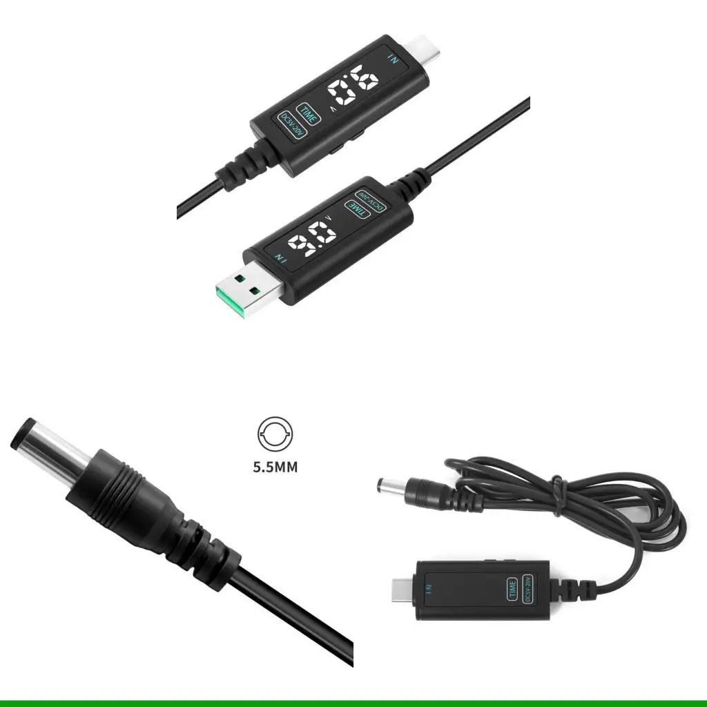 U55C DC5.5mm Charging Cord Quick Setups PD Adapter for Various Devices Fast Charging and Data Transfer 5V-24V