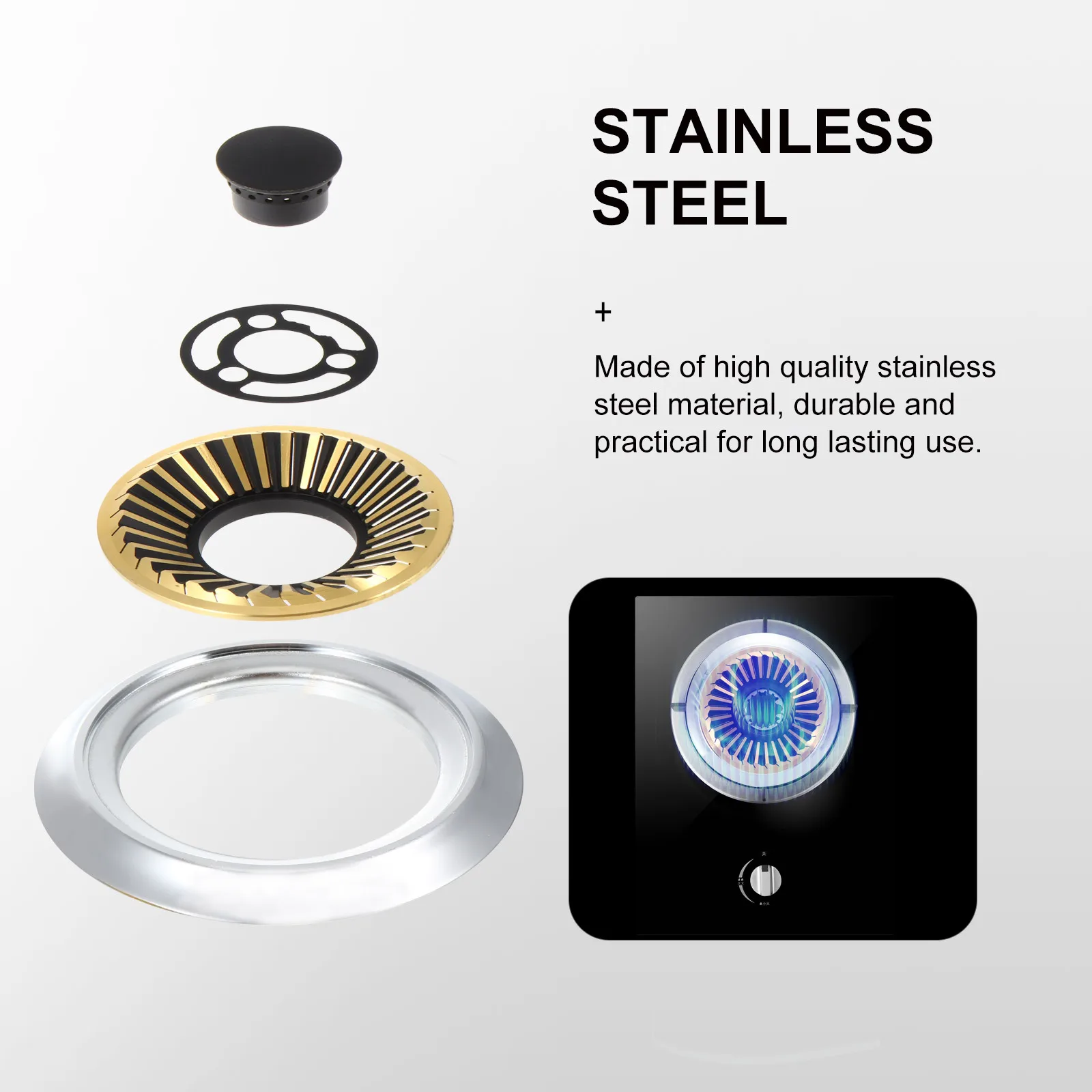 1 قطعة الفولاذ المقاوم للصدأ موقد غاز صر غطاء النار الموزع استبدال للمطبخ موقد في الهواء الطلق كوكتوب ملحق موقد معدني #4