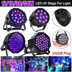 54W LED Disco UV Violet DMX Stage Par Light Pro Dj Projector Ultraviolet Black Light for Birthday Party Pub Club Body Paint Neon