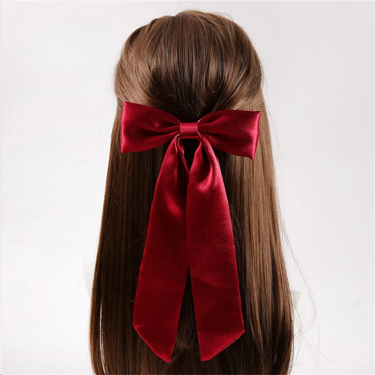 

1 шт. Премиальная атласная заколка-бант для волос с лентой, для полупучка на затылке, для женщин, элегантная, придающая объем