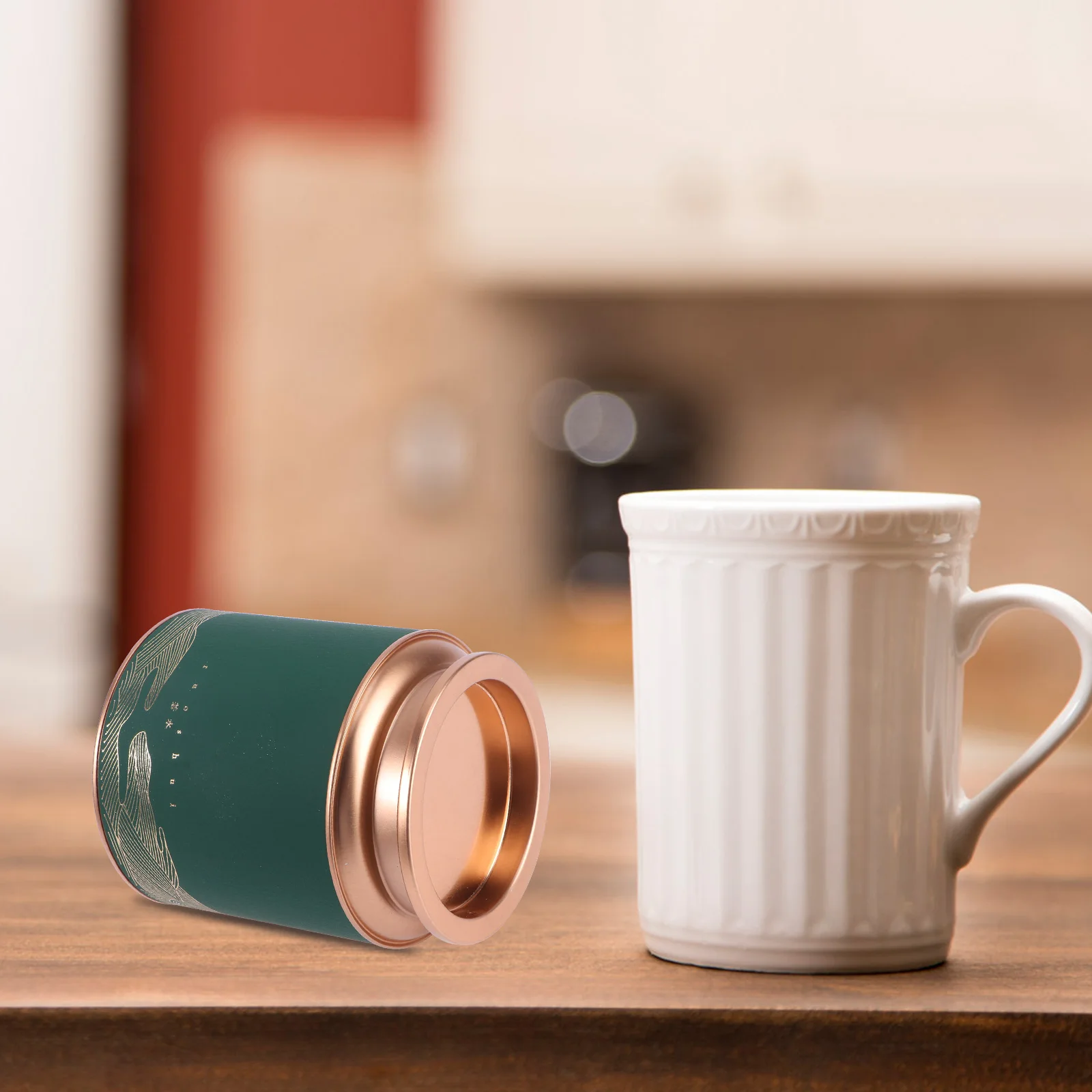 

1pc Round Canister L Size Simple Tinplate Sealed Tea Box Sturdy Multi-Function Tea Storage Container For Household Party Use