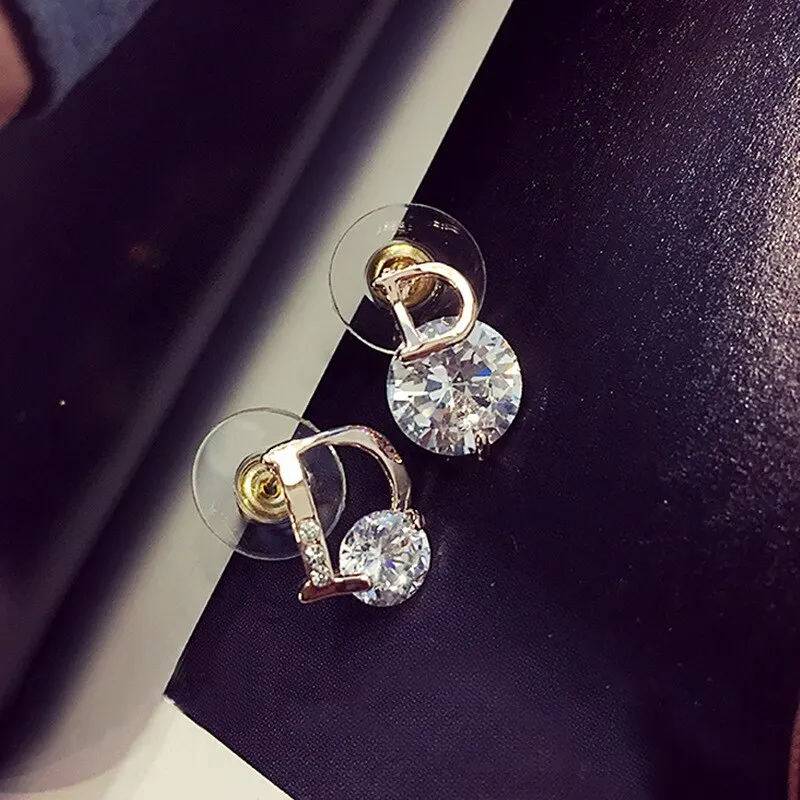 Letter D Earrings For Women Shiny Zircon Stud Earrings Light Luxury European and American Earrings Party Wedding Jewelry Gifts image 2