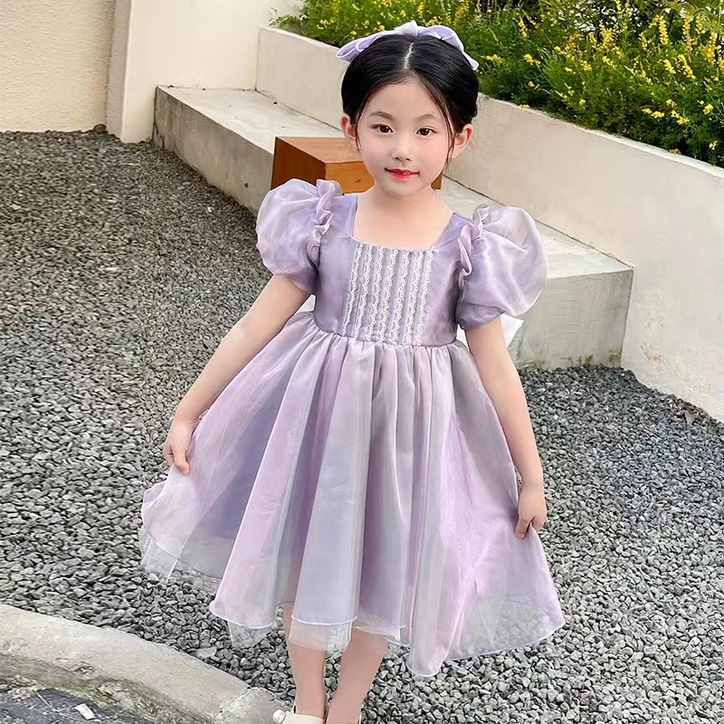 Princess Girl Dress Glitter Wedding Birthday vestidos para niñas Children With Bow Prom Ball Gown Elegant Party Dress Stock