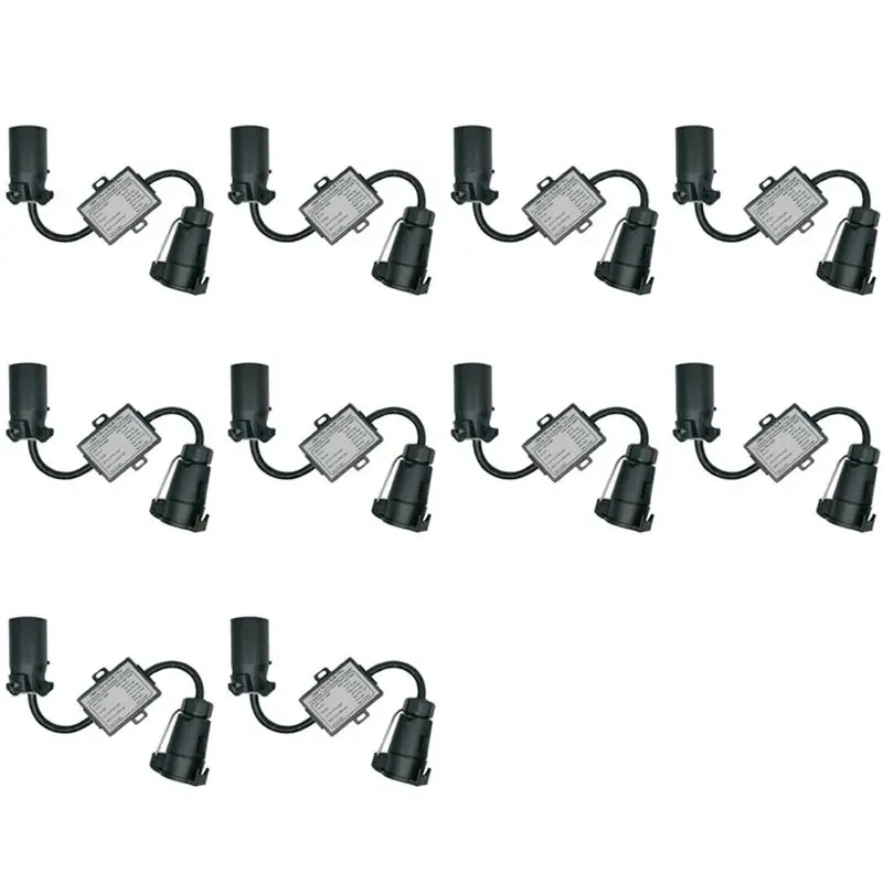 A11M-10X USA To EU Trailer Light Converter US 7-Way Blade Socket To EU 7-Pin Round Plug