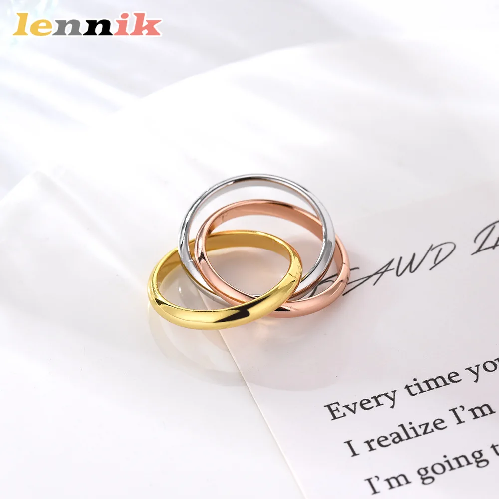 Lennik Classic 3-Ring 3-Farben-Schiebe-Kupferring, luxuriöses Design, vielseitig für den Alltag/Party, kratzfest, perfektes Geschenk