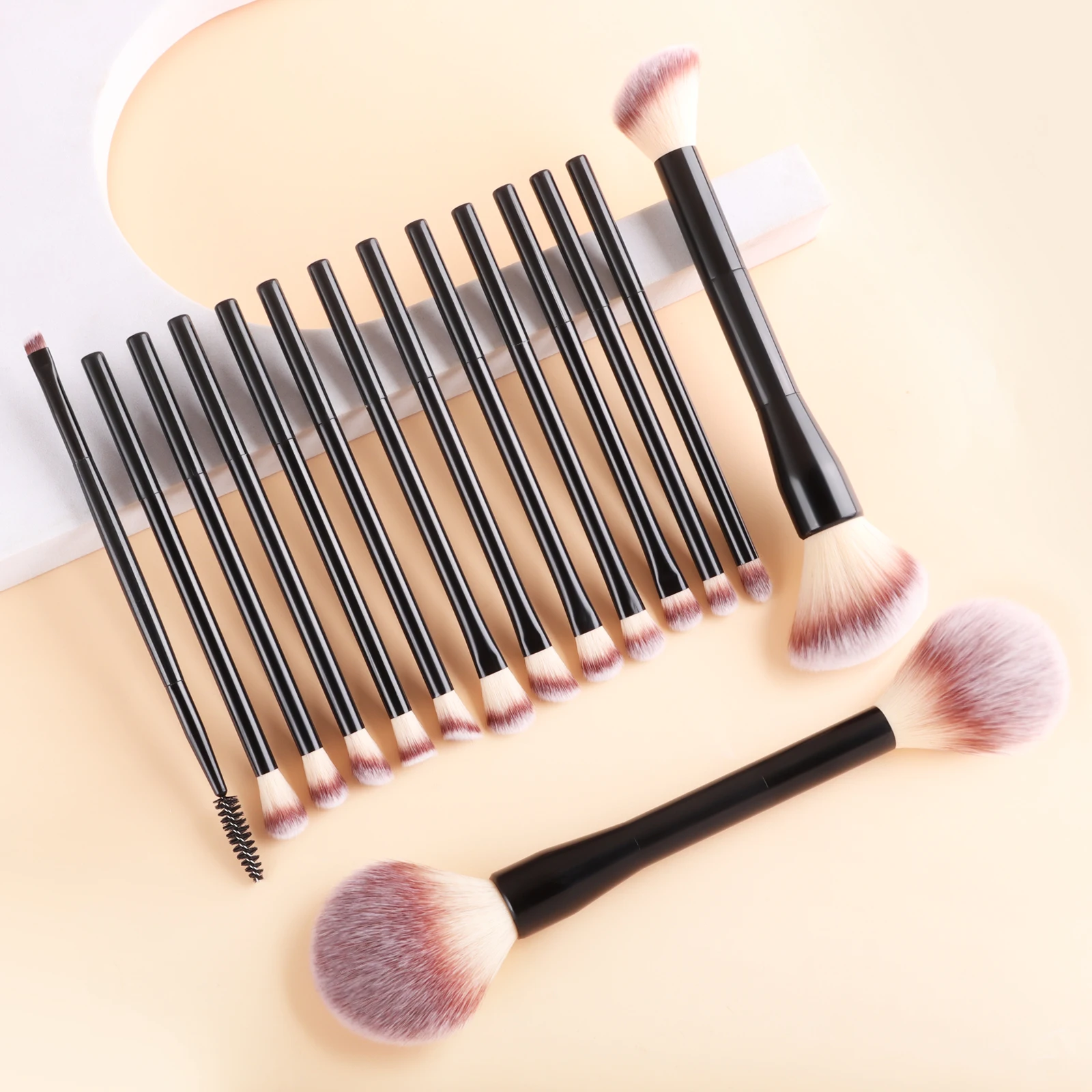 15-teiliges Make-up-Pinsel-Set, Foundation-, Puder-, Rouge-, Kontur-, Lidschatten- und Augenbrauen-Pinsel