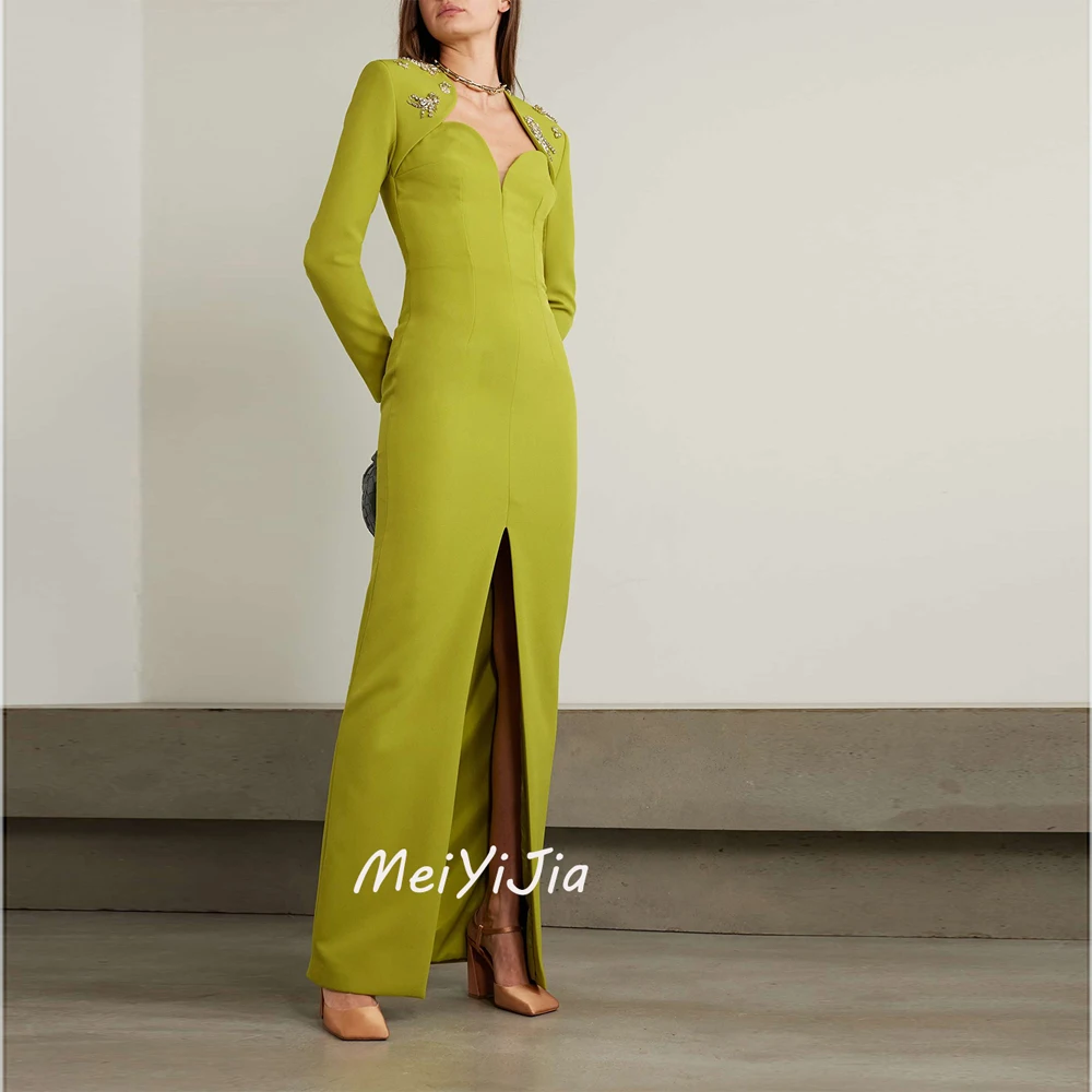 

Meiyijia Evening Dress Ankle-Length Long Sleeves Zipper up Crepe Saudi Arabia Sexy Evening Birthday Club Outfits Summer 2024