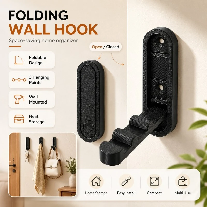 2/3/4 Stück klappbare Wandhaken, Handtuch- und Mantelhaken für Zuhause und Dekoration, Küche, Badezimmer, Handtuchhalter, Aufbewahrungsorganisator