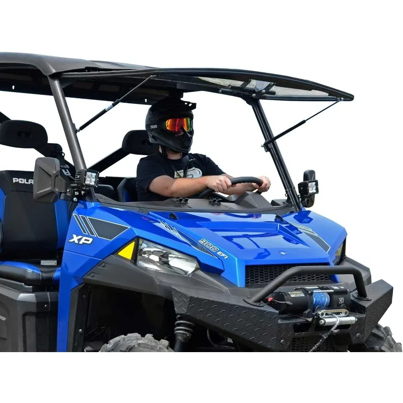 

SuperATV Scratch Resistant 3-in-1 Flip Windshield for 2013-2019 Polaris Ranger XP 900, XP 900 Crew UTV, 3 in 1-Full, Half, or Ve