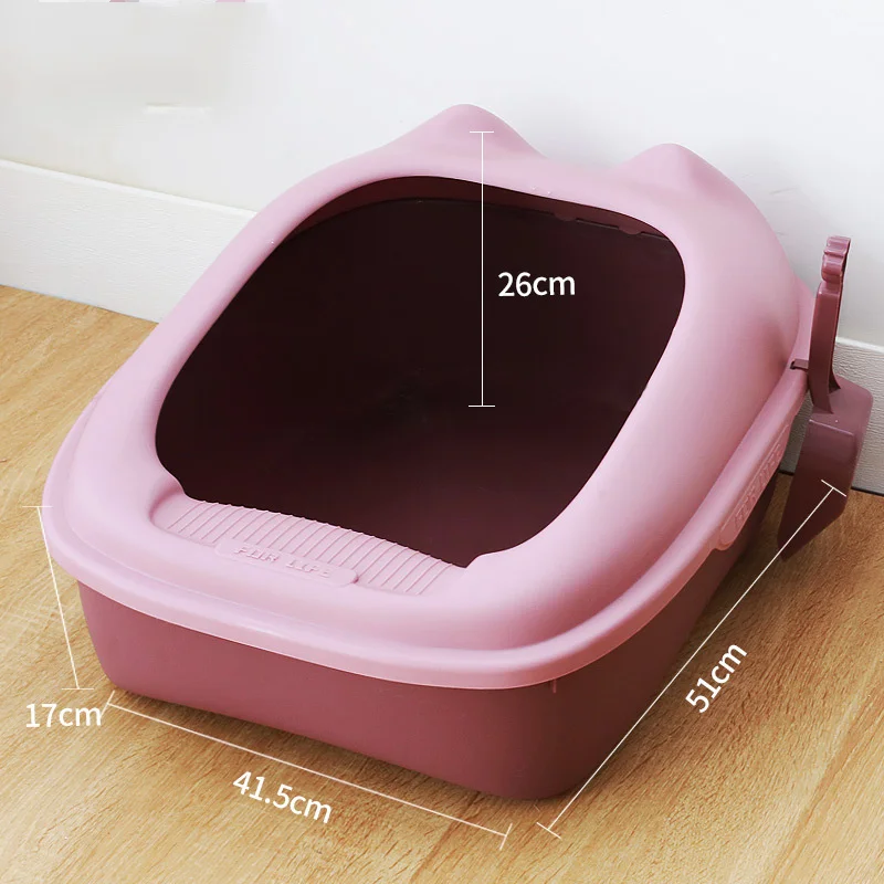 Semi-enclosed cat litter box cat toilet pet supplies high border anti-splash cat litter box large cat litter shovel