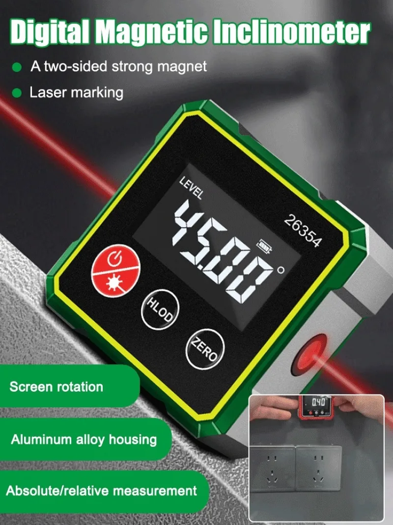 

Инклинометр с цифровым дисплеем, магнитная горизонтальная угловая линейка, мини-транспортир, измеритель угла, электронное измерение угла