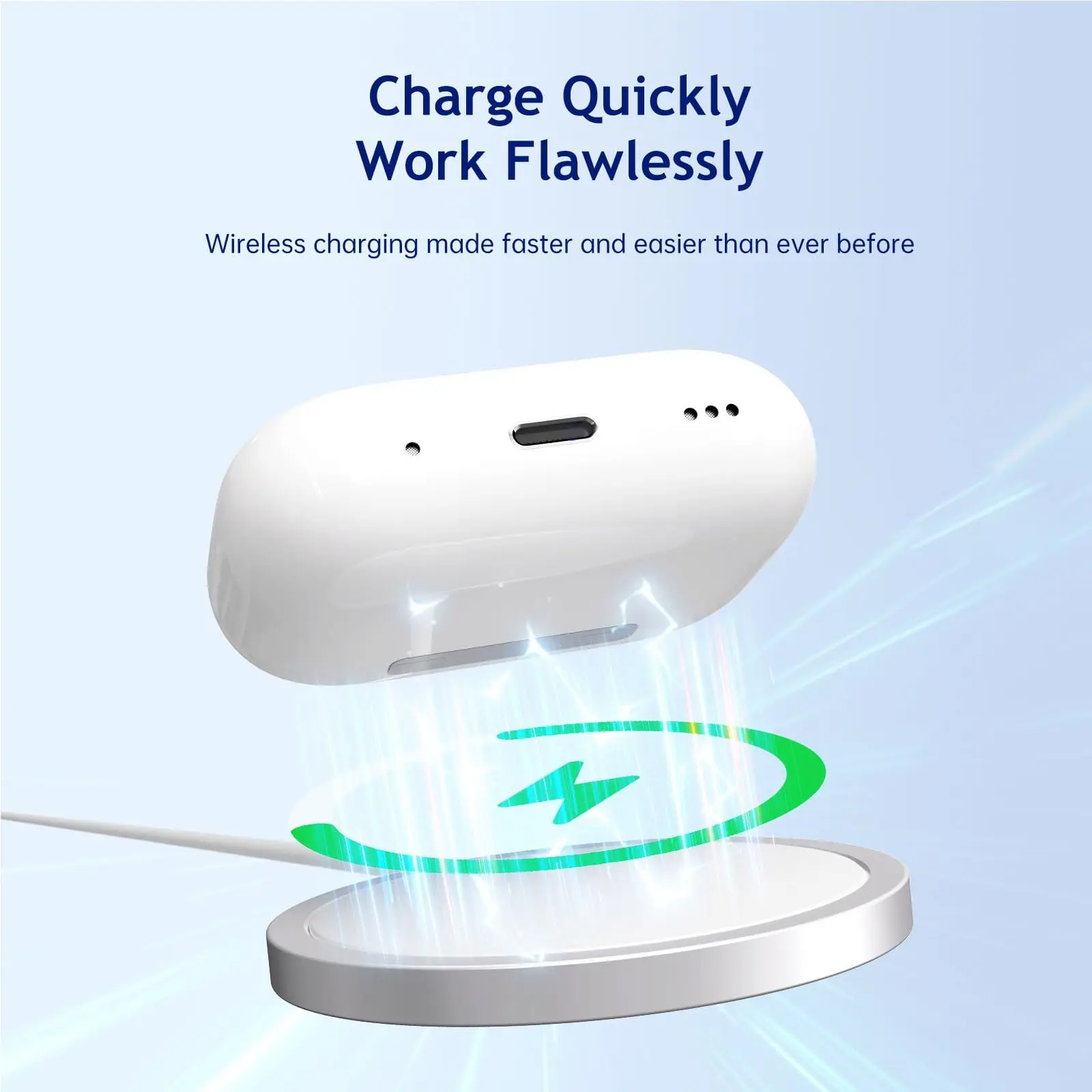 Wireless Charging Case Replacement Compatible with Airpods Pro 1 2 3 Charger Case with Bluetooth Pairing Sync Button image 2