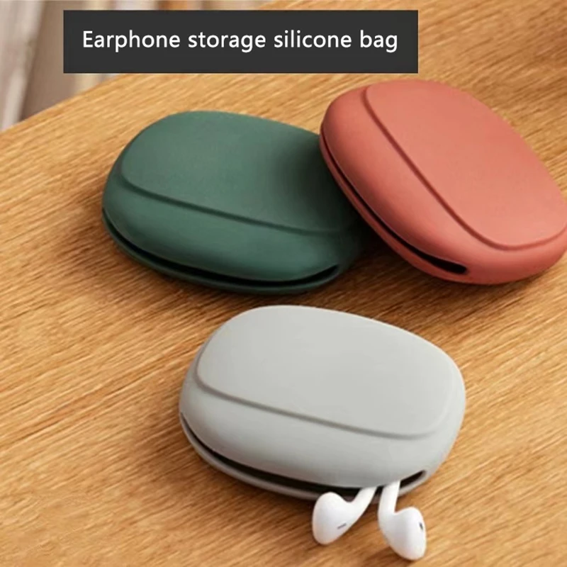 Portable Silicone Data Cable Storage Bag Headphone Storage Box Cute Phone Charger Key Lipstick Storage Bag Travel Wire Organizer