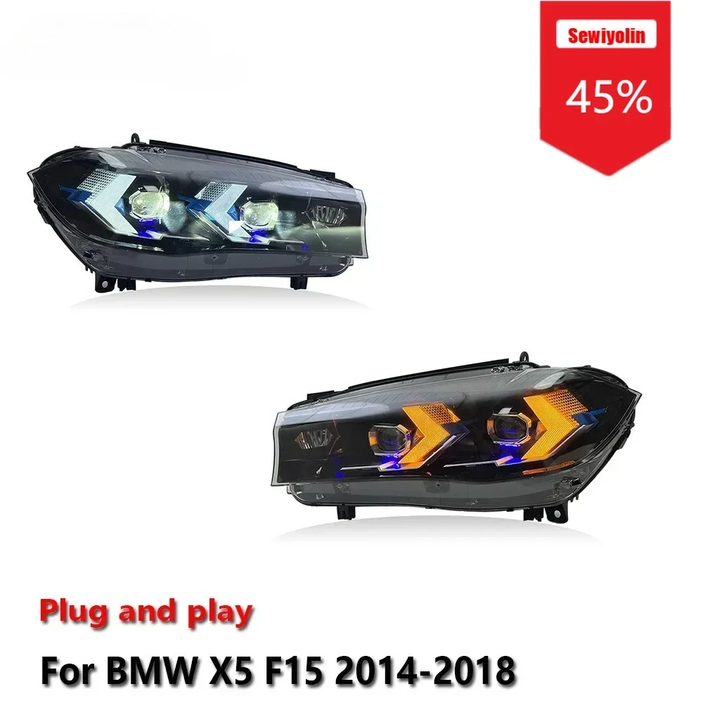 

Car LED Headlight Light Accesorios Para Auto For BMW X5 X6 F15 F16 2014-2018 Auto Fog DRL Brake Turn Signal Lamp Plug and Play