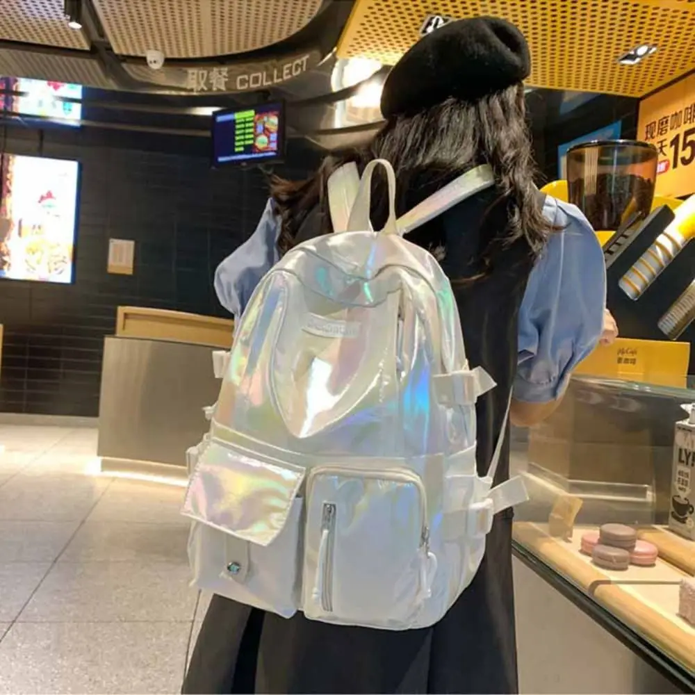 Mode Multi-Pocket Laser Rucksack Große Kapazität Handtasche Studenten Schule Tasche Reisetasche Lagerung Tasche Schulter Tasche Reise
