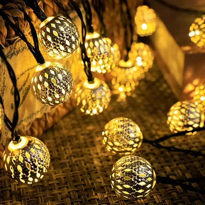 Decoration Moroccan Ball Fairy Lights Hollow Ball String for Home Outdoor Garden Patio Festival Decor Led Lights