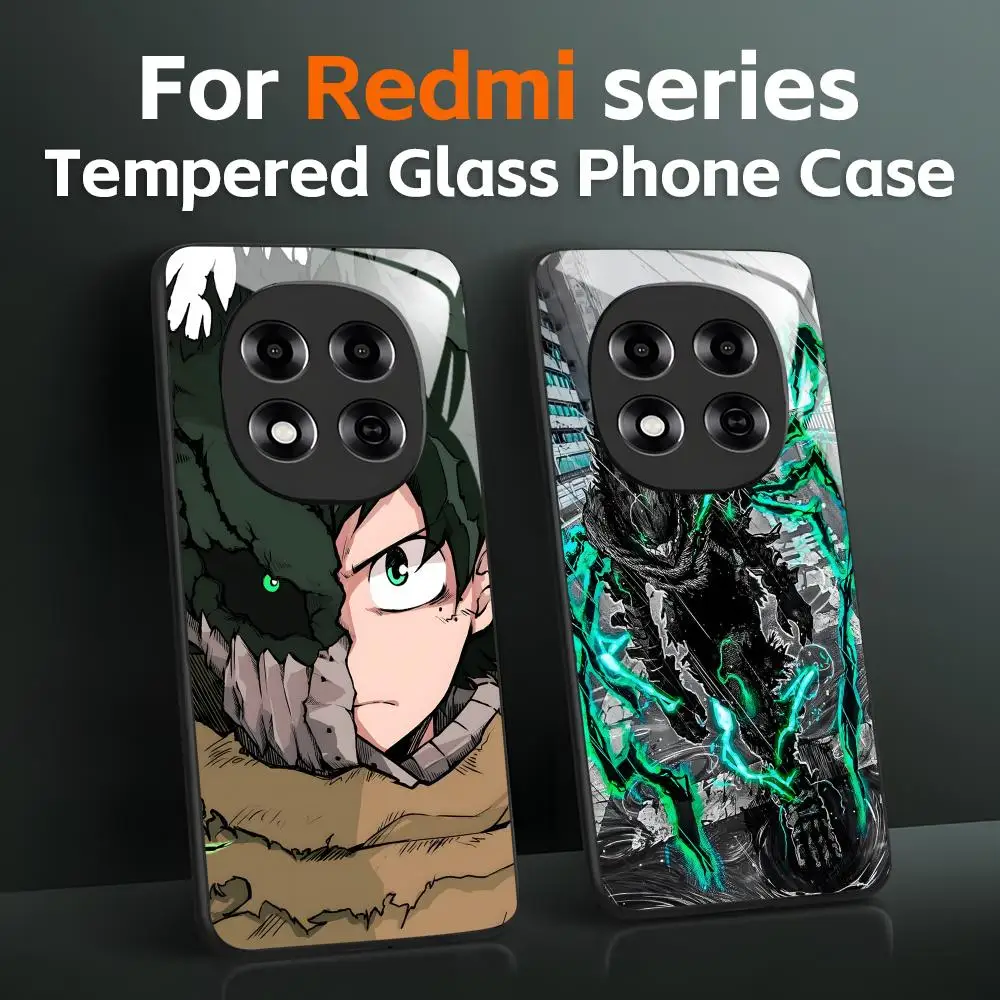 Deku My Hero Academia funda de teléfono de vidrio templado para Redmi Note11 12 13 14Pro Plus S 5G 14C A3