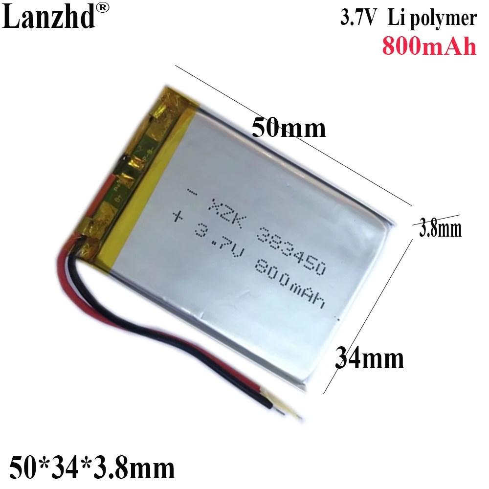 

3.7V Li Polymer battery For Bluetooth digital car audio medical speaker smart Pet water steamer battery 650mAh 383450