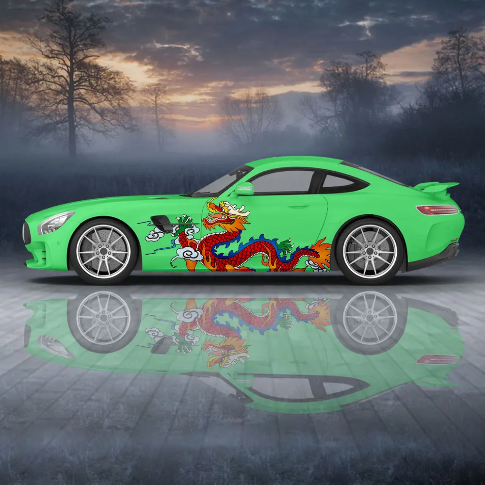 

Dragon Car Side Wrap,Car Livery Decal, Vinyl Sticker, Racing Stripe,Design,DieCut,Graphic,Lightning, Drift, Abstract,CUSTOM