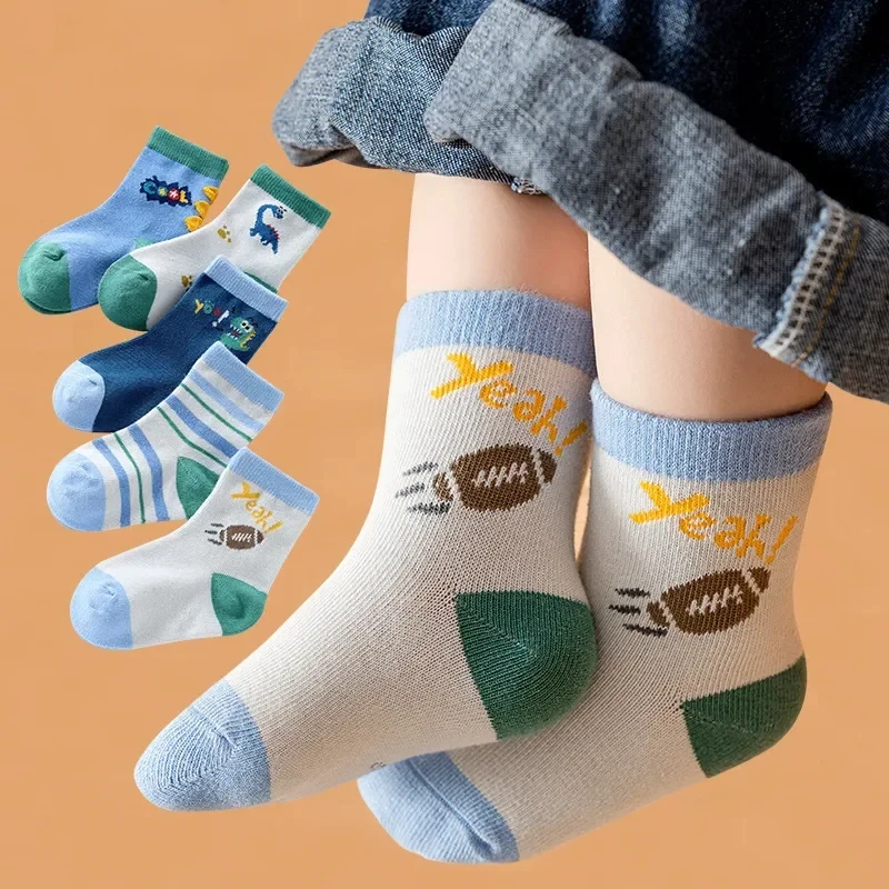 Chaussettes en coton à rayures étendus pour bébé fille et garçon, lot de 5 paires mignonnes pour l'automne