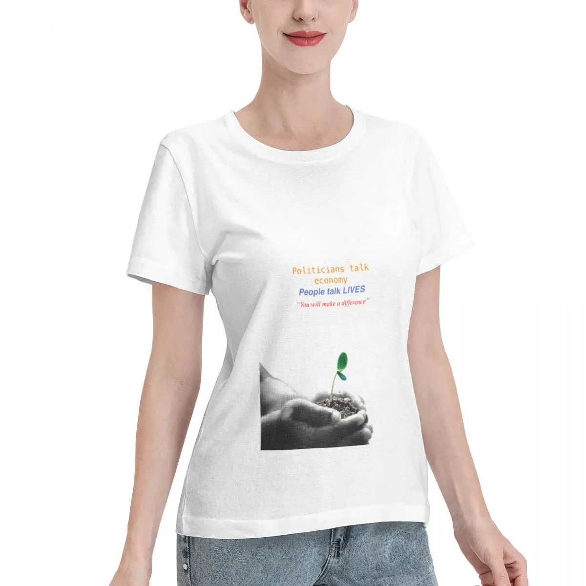 All Season Wear You CAN Make A Difference Women's T-shirt Urban Fashion 100% Cotton T Shirt