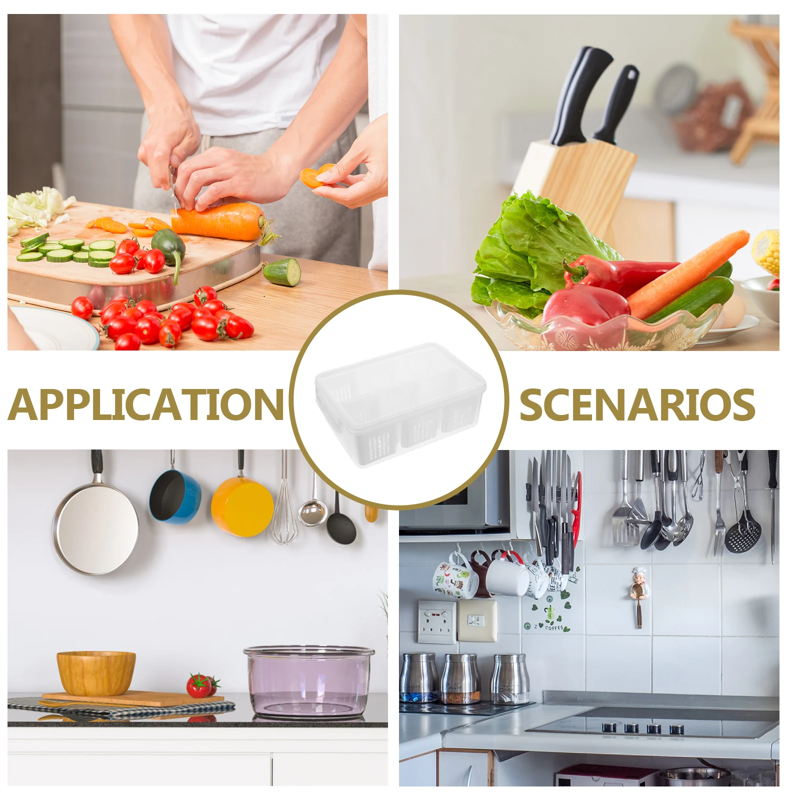 

Airtight Food Storage Container Six Compartment Meal Prep Box Reusable Vegetable Keeper For Fridge Produce Storage Organizer