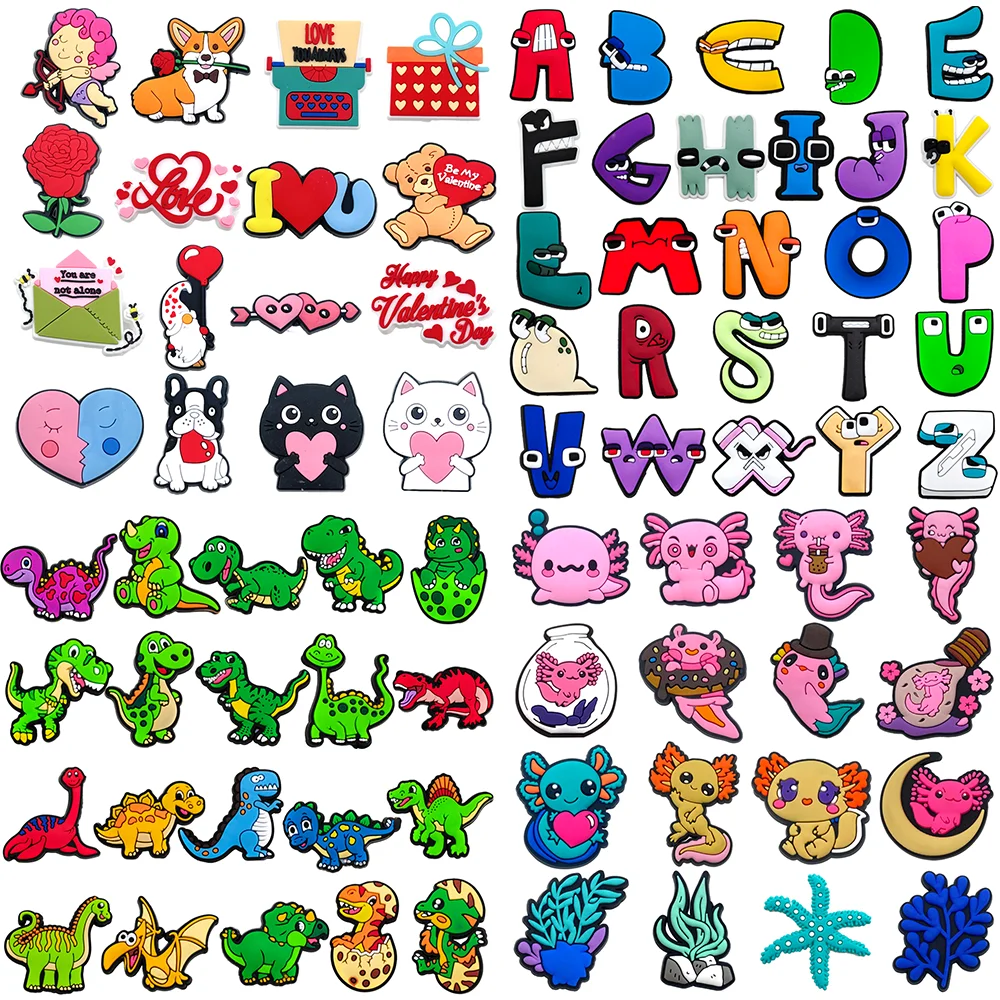 

16-78PCS letter Shoes Charms PVC Shoe Accessories Sandals Decoration Buckle Kids Friends Gifts