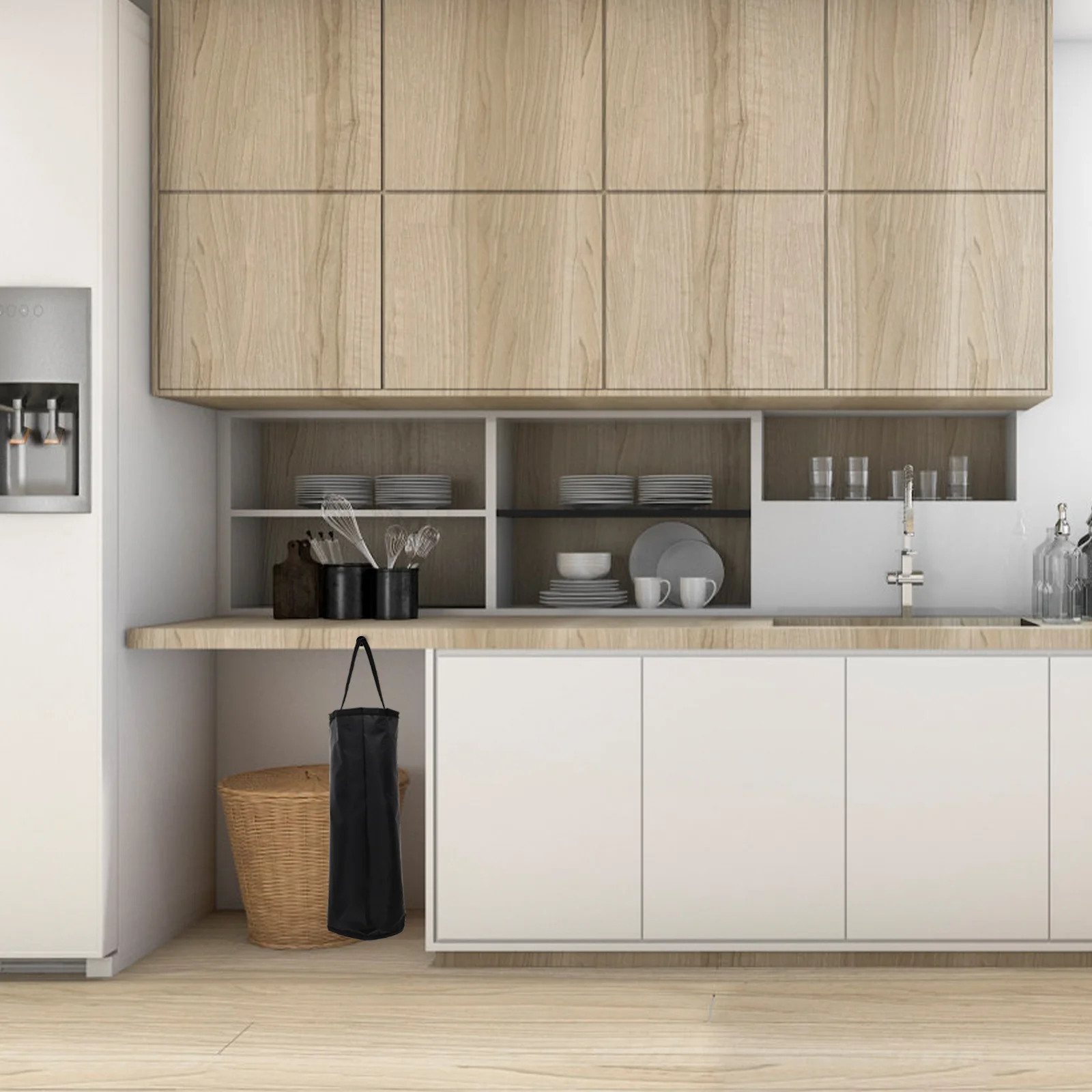 

2pcs Plastic Bag Storage Organizer Premium Fabric Hanging Dispenser For Kitchen Trash Bags Reusable Garbage Holder Vegetable