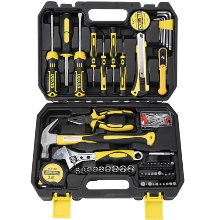 

Набор инструментов для авторемонта и бытового использования: комплект с торцевыми ключами, отвертками и битами, в пластиковом кейсе для хранения, 128 предметов