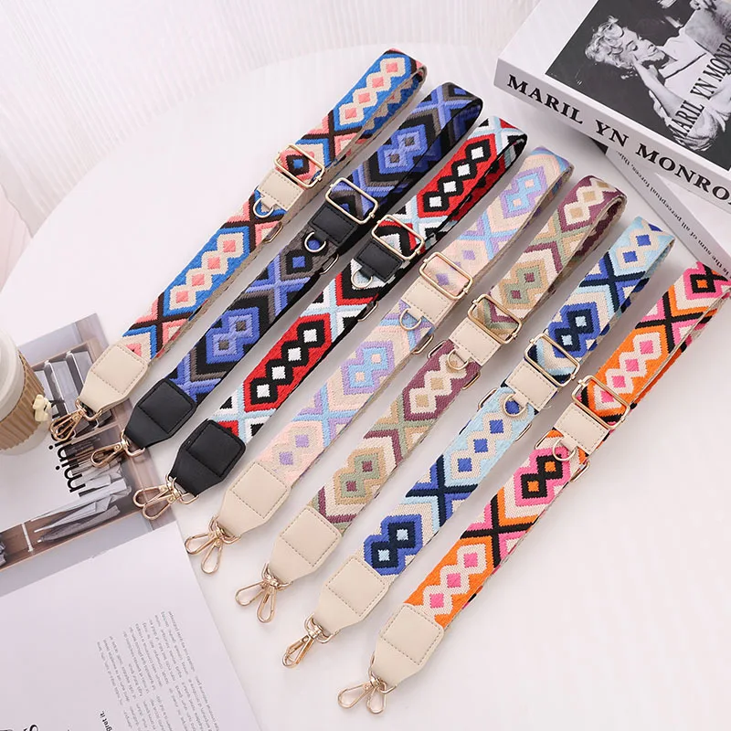 

Adjustable Length Wide Strap Bag Accessories Geometric Pattern Modified Single Shoulder Crossbody Strap Bag Accessories