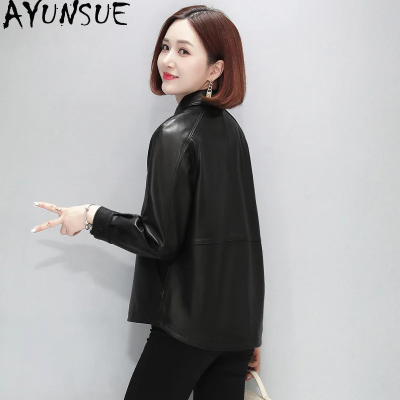 AYUNSUE 정품 가죽 자켓 여성 2025 진짜 양피 가죽 코트 여성 봄 가을 의류 캐주얼 슬림 맞는 Косуха Женская