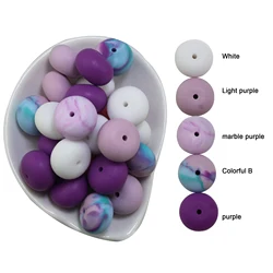 10pcs 20mm Abacus Silicone Beads Teether Baby Teething Necklace Soft BPA Free Food Grade Chew Pacifier Chain