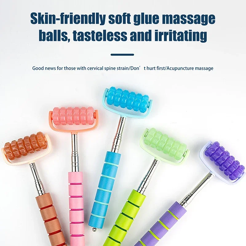 

1 шт. телескопический роликовый массажер из нержавеющей стали + пластика, массажный ролик для всего тела, массажные инструменты, подарки для семьи и друзей