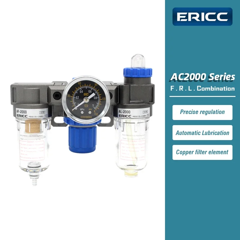 AC2000 Pressure Regulator Gauge Air Compressor Filter Oil Moisture Separator For Water Filters Dehumidifier