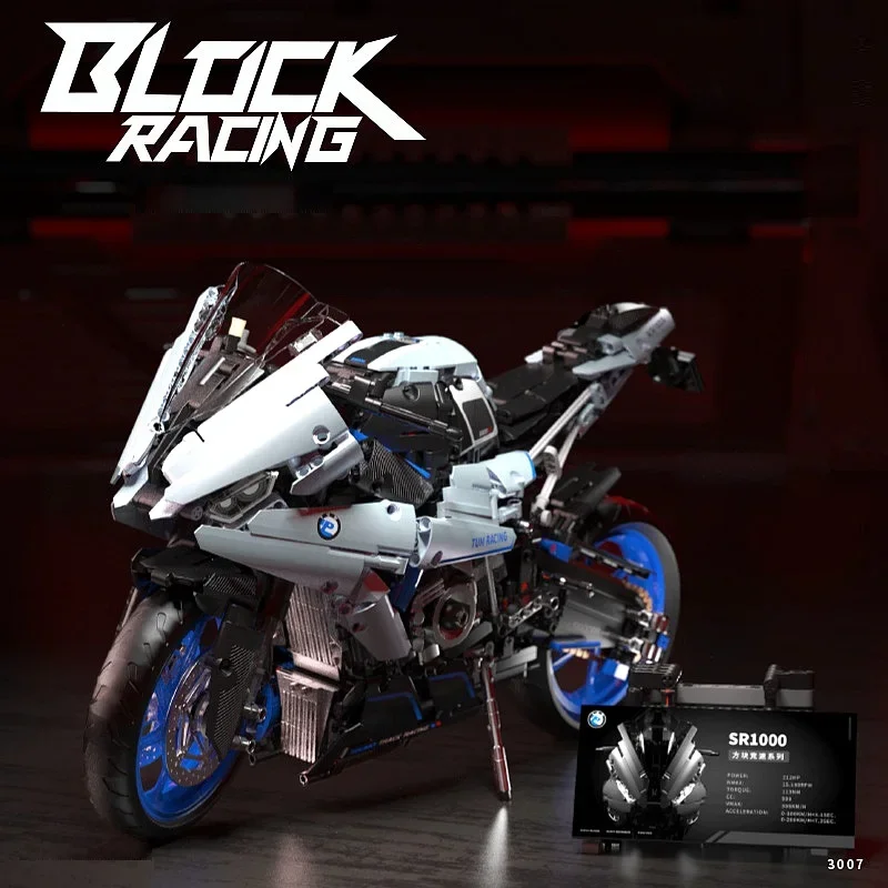 

New T3007 Motorcycle Technical 1:5 Model Building Blocks MOC Racing Car Motorbike Bricks Sets Toys For Kids Action Figure Gifts