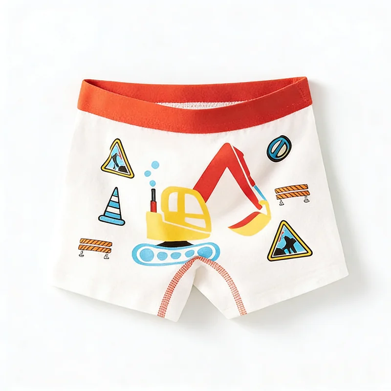 Kinderunterwäsche aus Baumwolle, weich, atmungsaktiv, lustige Motive: Feuerwehrauto, Baufahrzeug, Hubschrauber, Schiff, Kinderkleidung, Boxershorts, Unterhosen für Jungen – Detail 7